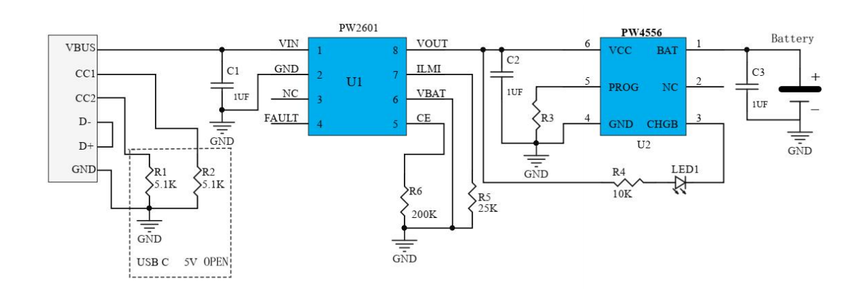 USB input with overvoltage shutdown, 4.35V/4.2V small chip lithium ...