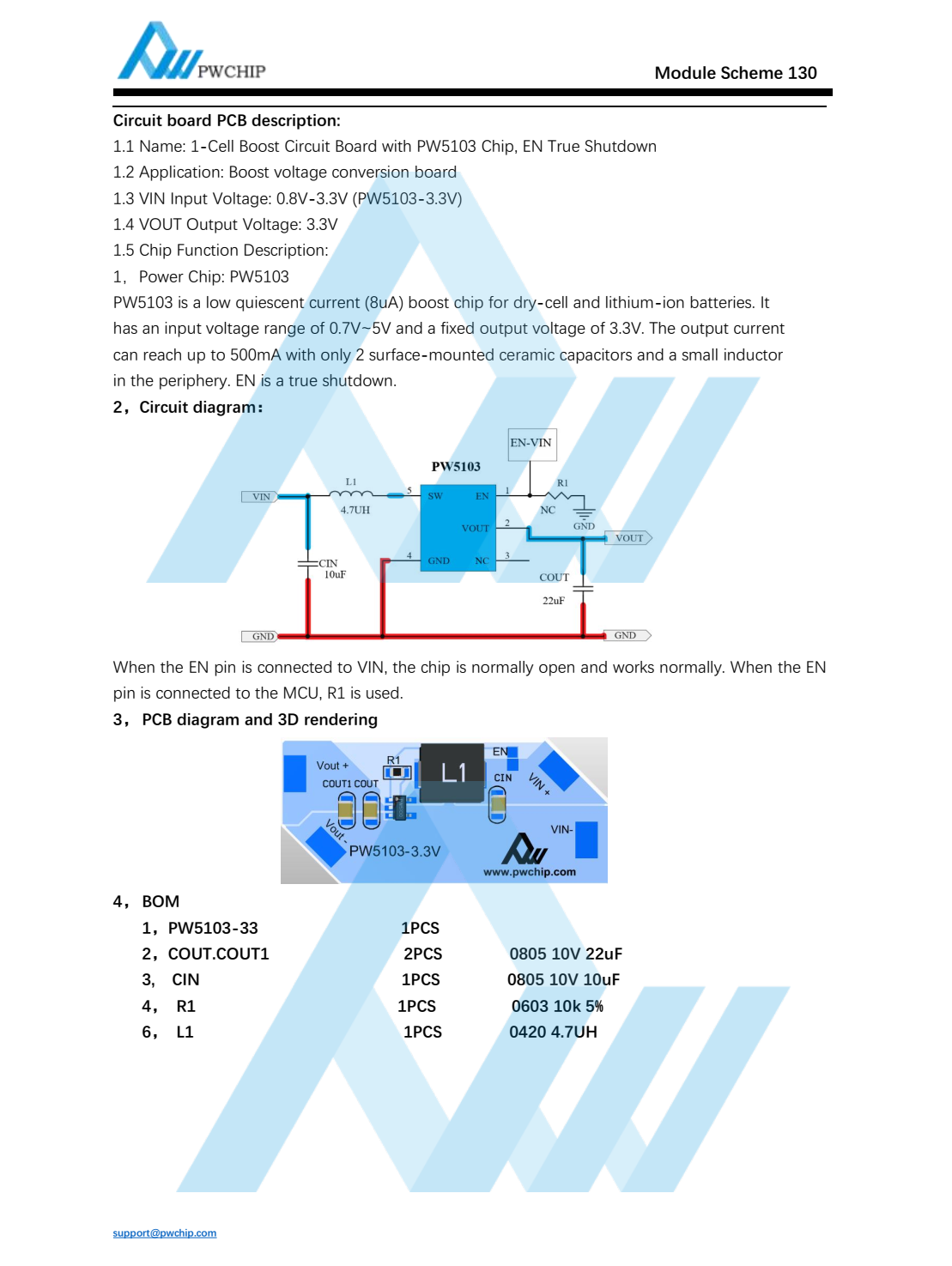 1-Cell Boost Circuit Board with PW5103 Chip, EN True Shutdown-Module130 ...