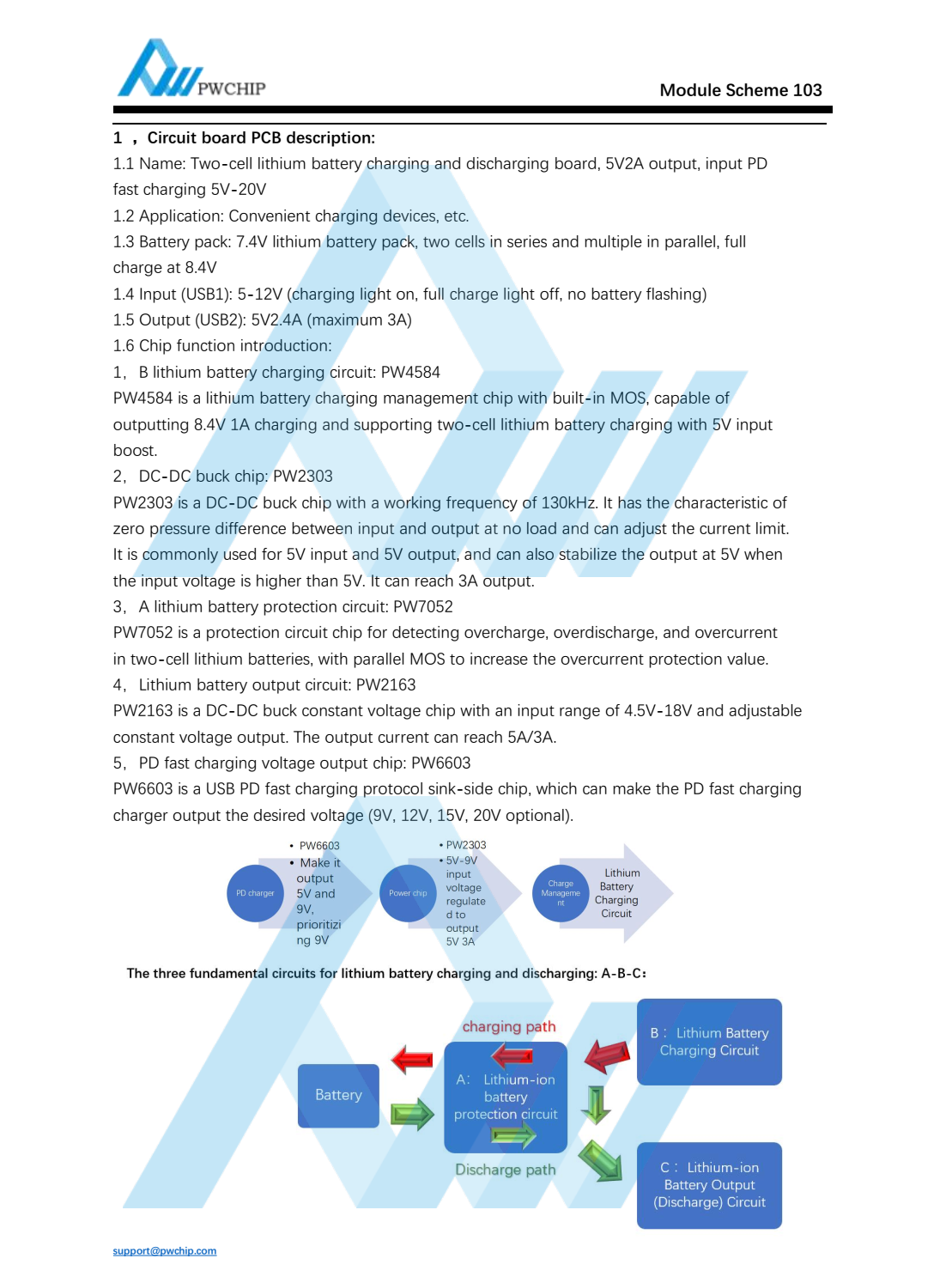 Twocell lithium battery charging and discharging board, 5V2A output