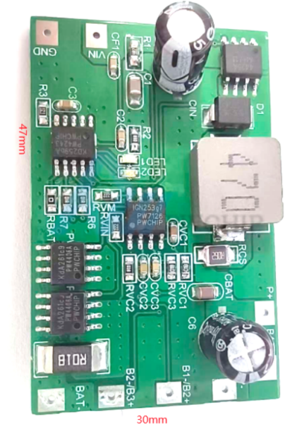 PW7126 three-cell Li-ion battery charge/discharge protection circuit + 15V–24V buck to 12.6V 2A charging circuit PW4243
