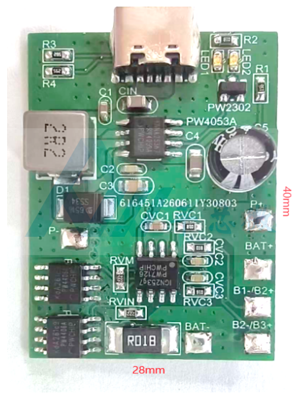 PW7126三串锂电池充放电保护电路+5V2A升压12.6V充电电路PW4053A-N