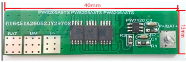 PW7120 + PW80N03×4 2-Cell Li-ion Battery Charge-Discharge Protection Board Solution, Continuous 15A, Overcurrent Protection 30A