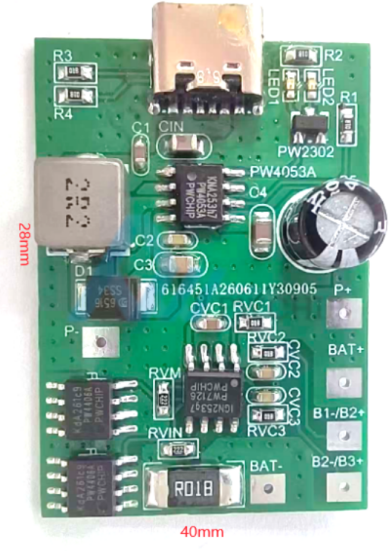 PW7126 three-cell Li-ion battery charge/discharge protection circuit + 5V 3A boost to 12.6V charging circuit PW4053A
