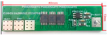 PW7120+PW8205A8TS*2两串锂电池充放电保护板方案，持续3A，过流保护9A