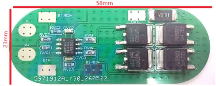 PW7126 + PW80N03×4 3-Cell Li-ion Battery Charge-Discharge Protection Board Solution, Continuous 15A, Overcurrent Protection 20A