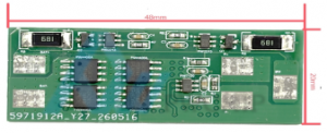 f_d486f26a0b096a40a7270eca9ce308ff.png PW7120 + PW4406A×2 2-Cell Li-ion Battery Charge-Discharge Protection Board Solution, Continuous 3A, Overcurrent Protection 7A